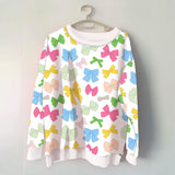 Multicolored Coquette Bows Printed All Over Sweatshirt