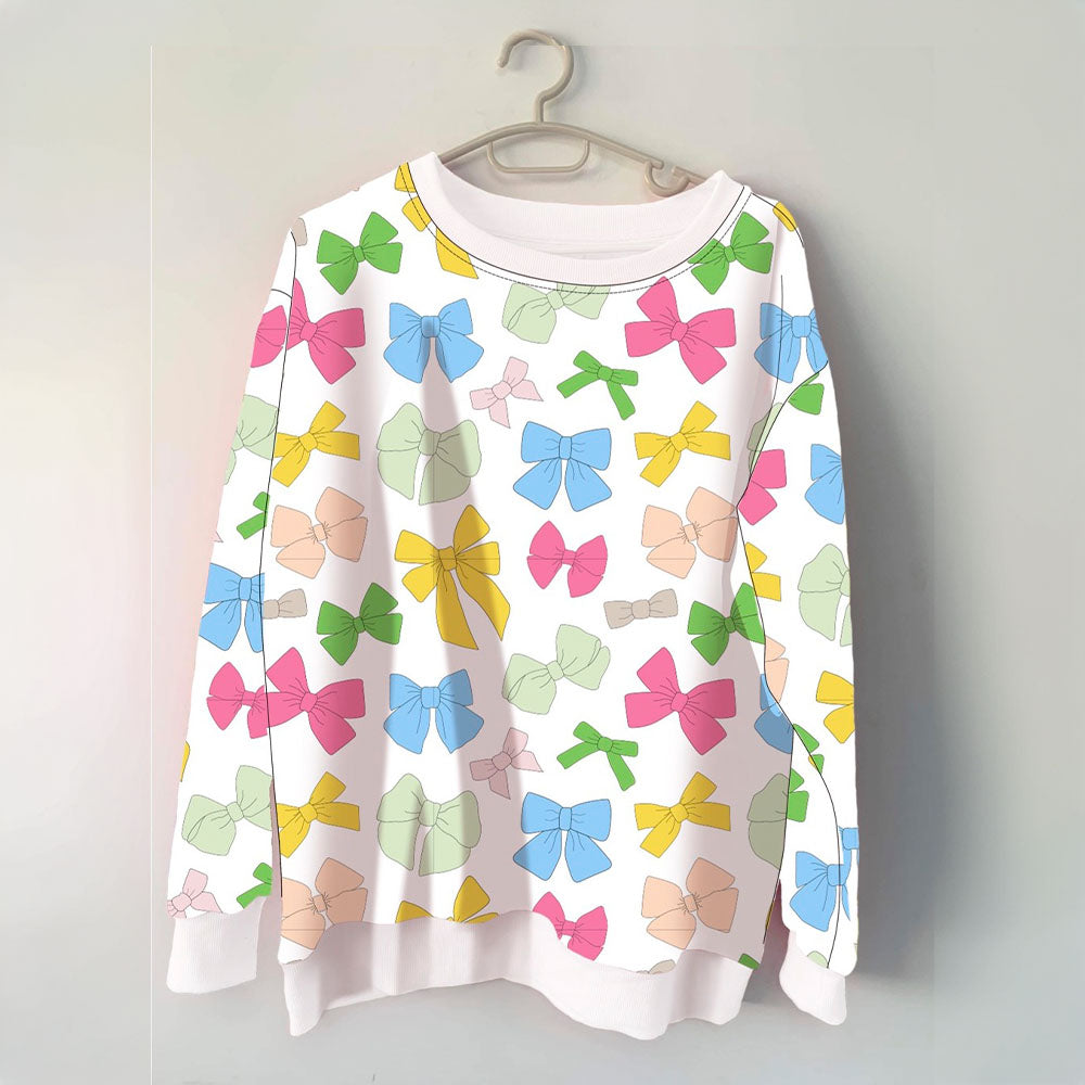 Multicolored Coquette Bows Printed All Over Sweatshirt