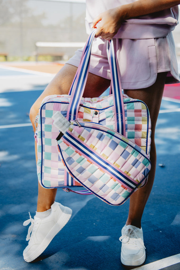 Multicolored Checker Pickleball Sling Bag