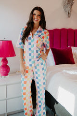 Multicolor Checkered Cozy Loungewear Pants Set