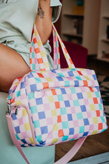 Multicolored Checkerprint Travel Weekender for Women