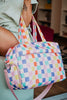 Multicolored Checkerprint Travel Weekender for Women