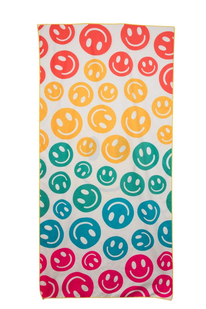 Happy Face Repeat Pattern Reversible Quick Dry Towel