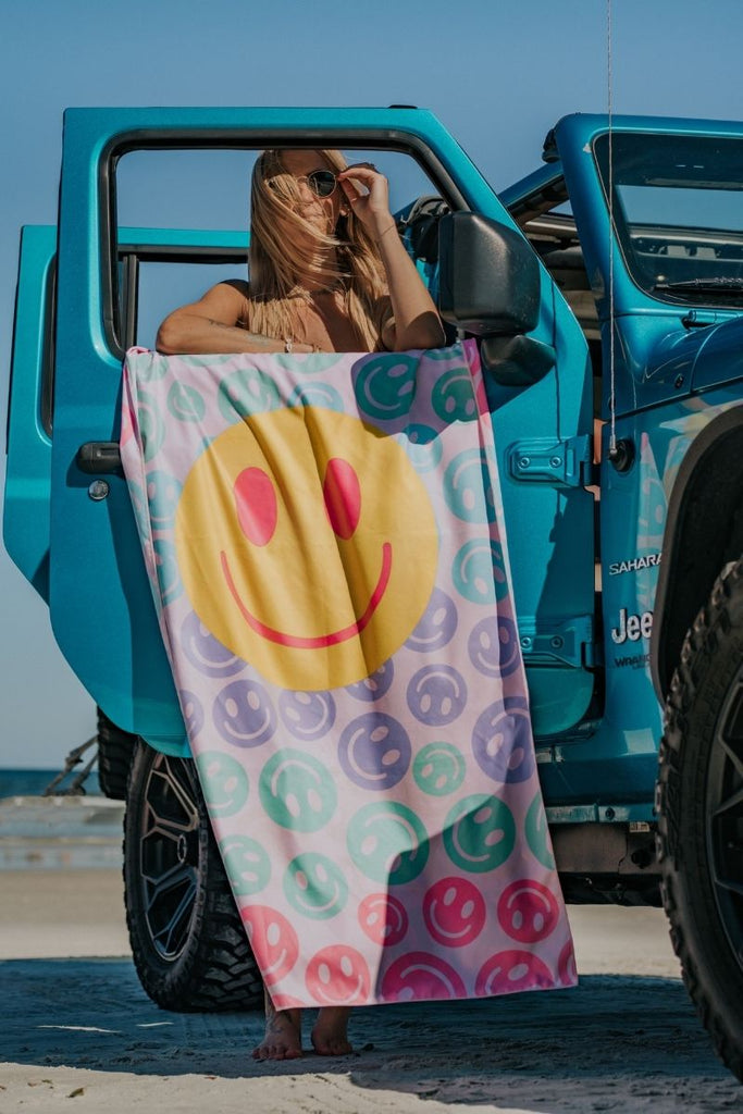 Pastel Happy Face Reversible Quick Dry Towels