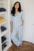 Light Blue Toile Coquette Bows Lounge Pants Set
