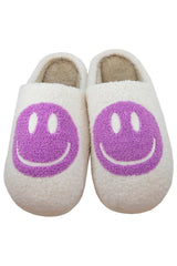 Orchid Happy Face Sherpa Slippers