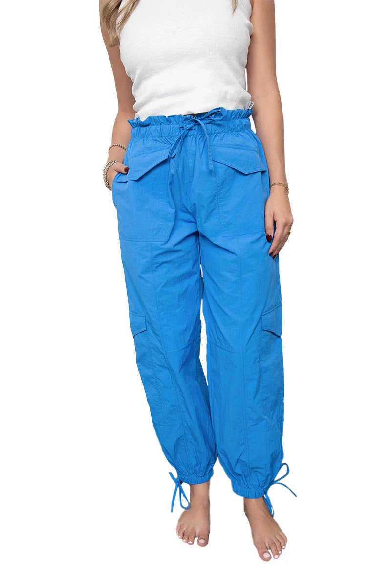 Blue Cargo Parachute Pants - Katydid.com