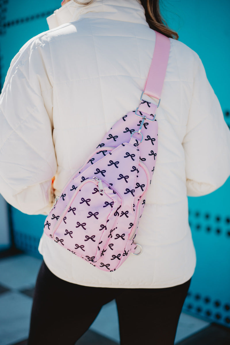 Black Pink Mini Coquette Bows Sling Bag