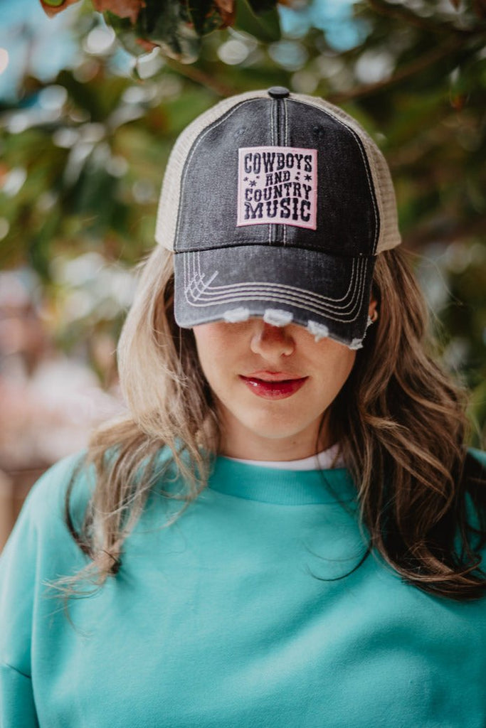 Cowboys Country Music Pink Patch Trucker Hat