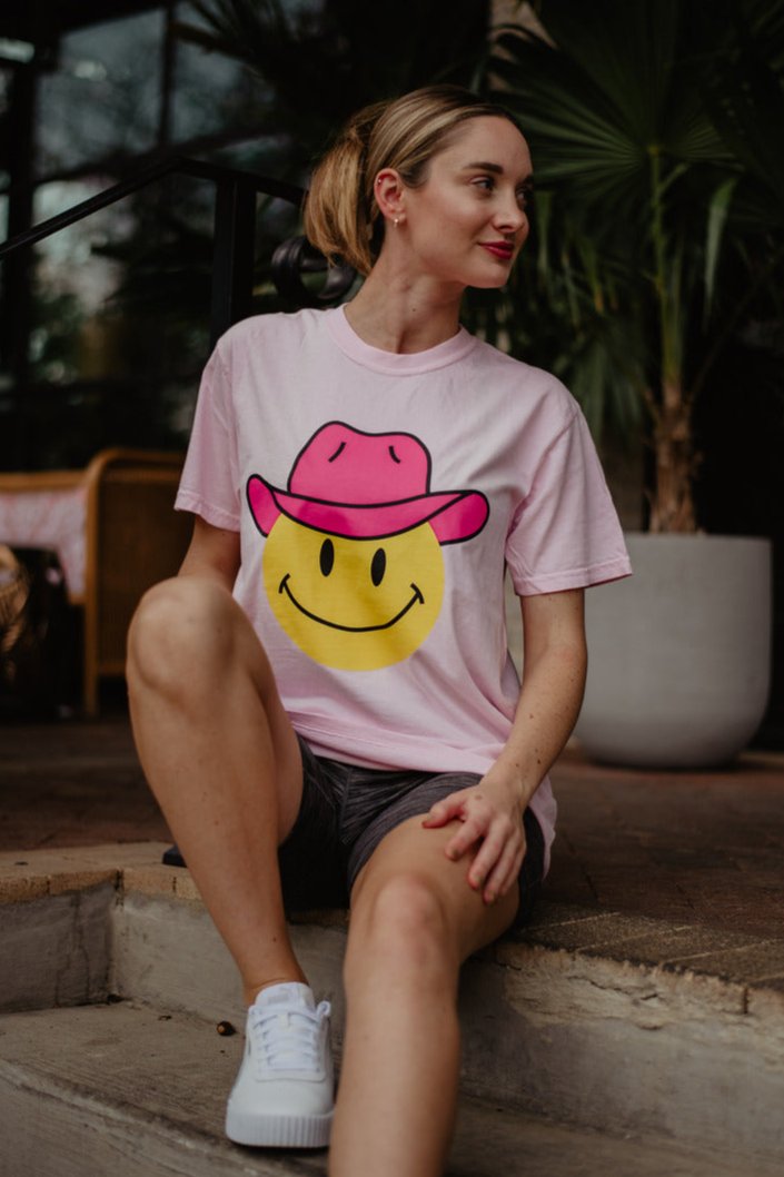 Cowboy Happy Face Western Graphic Tee