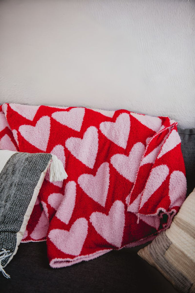 Girly Red Hearts Comfy Oversized Throw Blanket