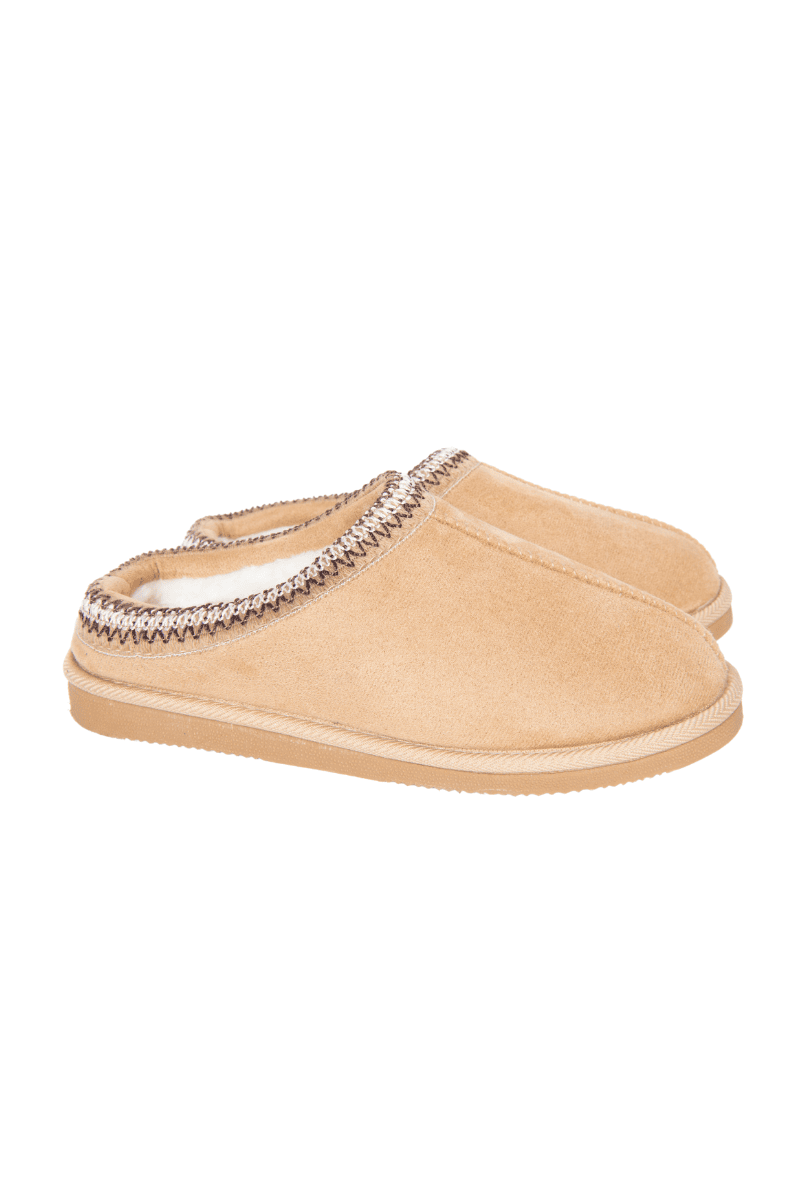 Sand Embroidered Slip-On House Shoes - Katydid.com