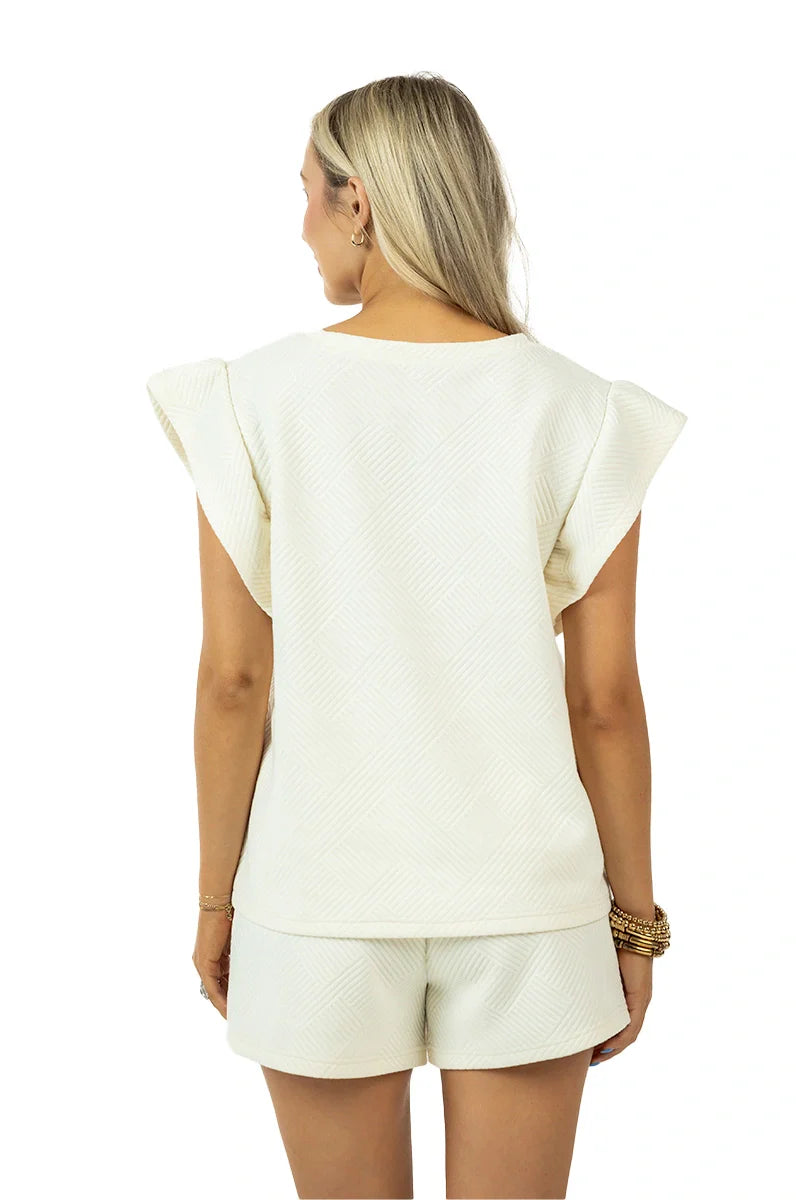 Cream Jacquard Ladies Short Set