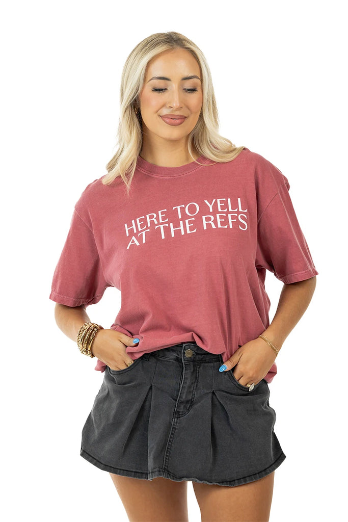 Here To Yell At The Refs Woman Graphic Tee