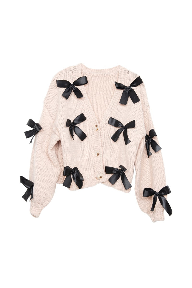 Bow Knit Cardigan Women's Sweaters - Katydid.com