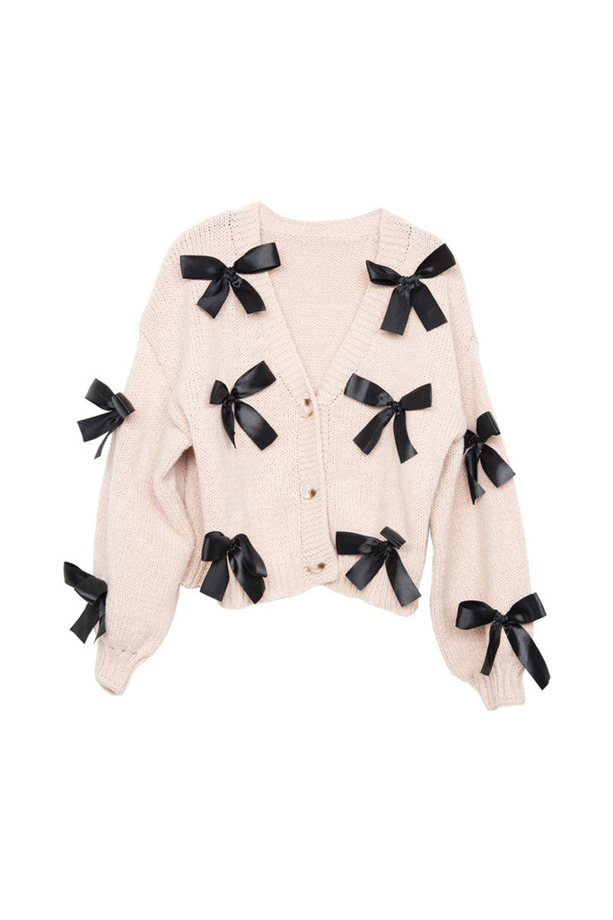 Bow Knit Cardigan Women's Sweaters