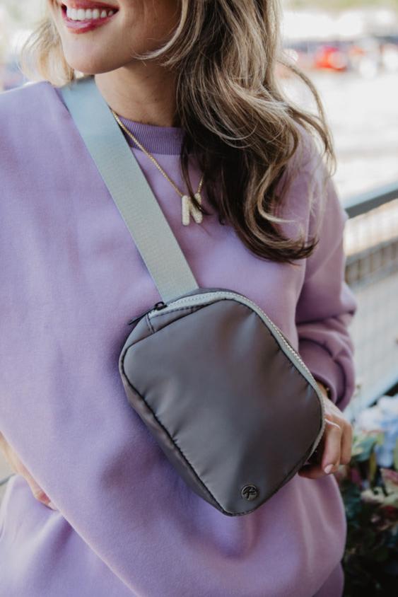 Gray Solid Crossbody Fanny Pack