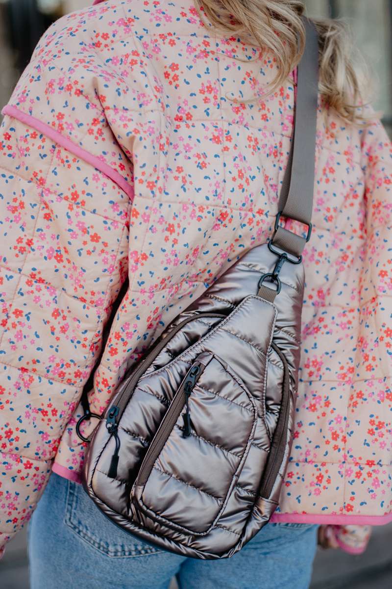 Bronze Metallic Crossbody Sling Bag