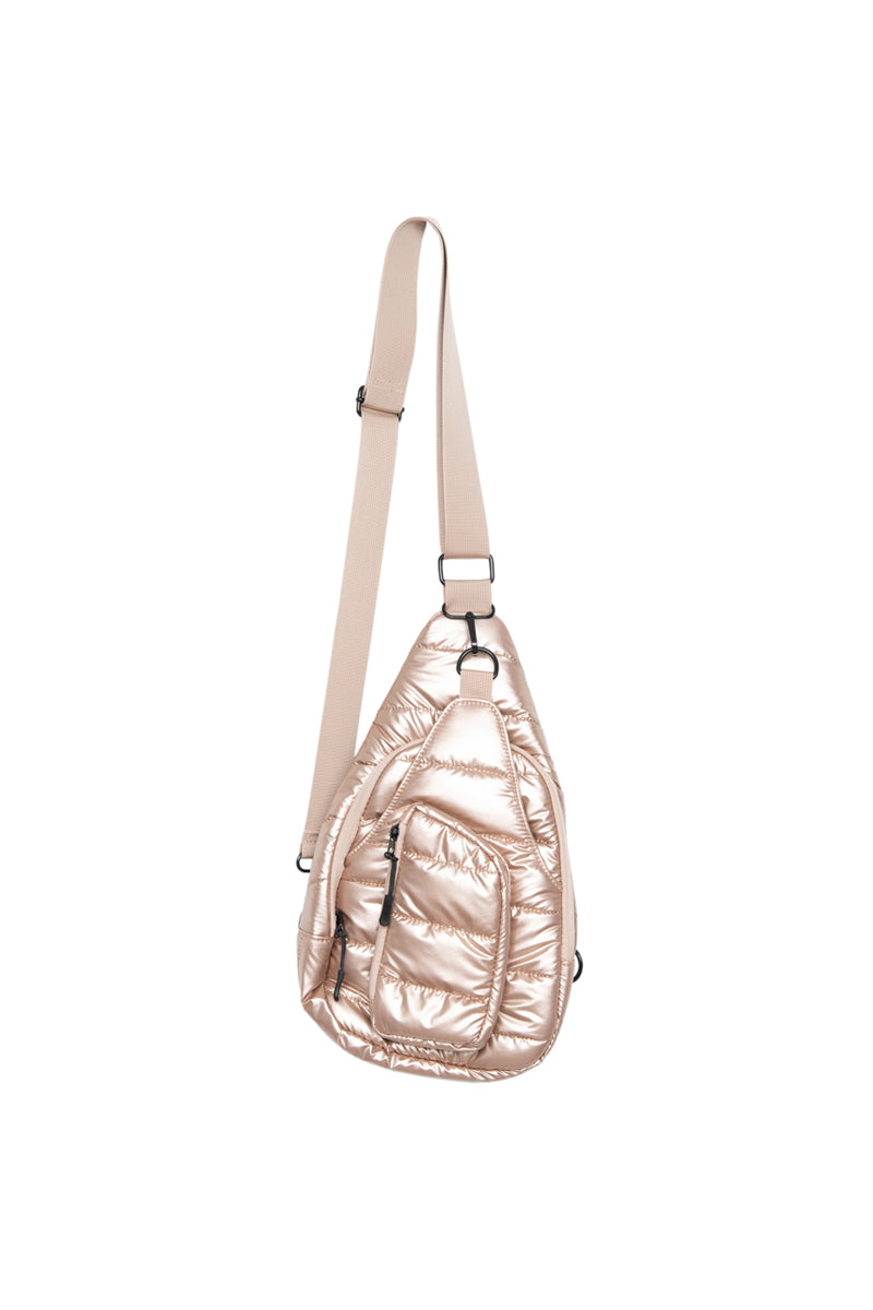 Champagne Metallic Sling Bag - Katydid.com