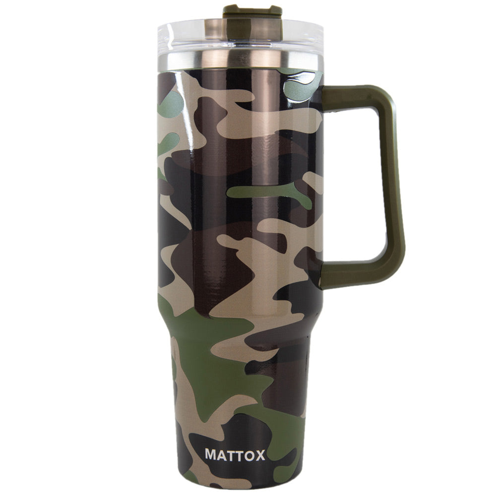Camo Print Tumbler Cup with Straw