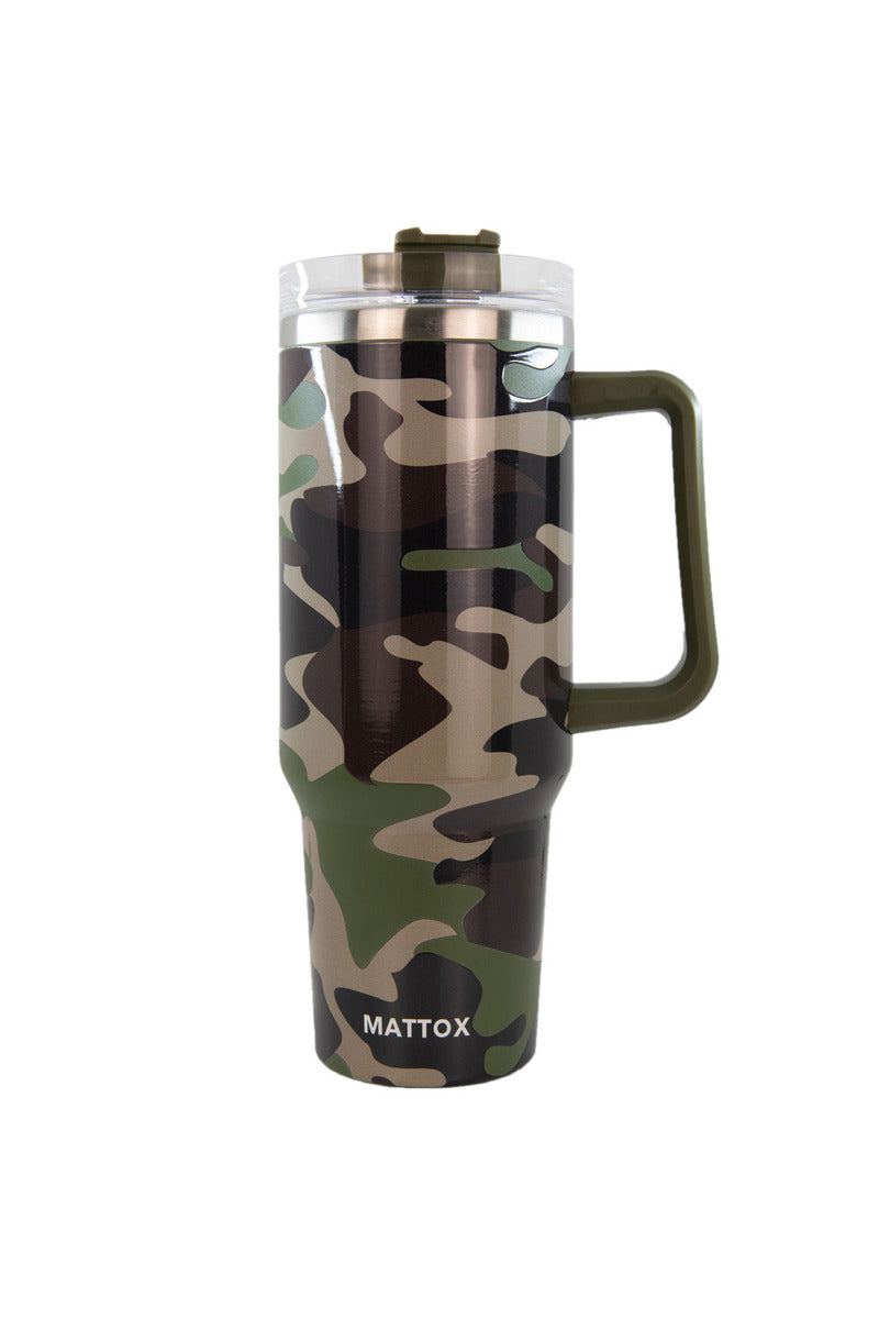 Camo Print Tumbler Cup with Straw