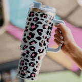 Blue Leopard Tumbler Cup with Straw