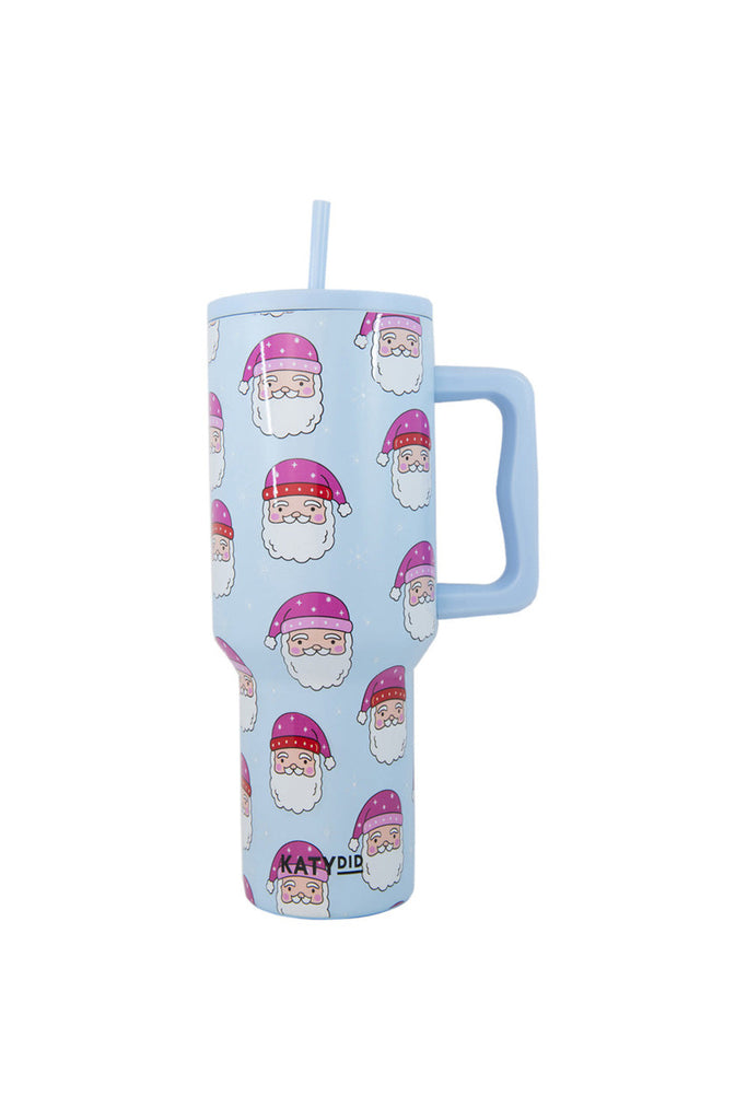 Pink Santa Hats Blue Stainless Steel Tumbler