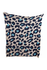 Blue Leopard Knit Throw BLANKET