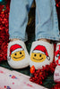 Santa Christmas Happy Face Sherpa Slippers