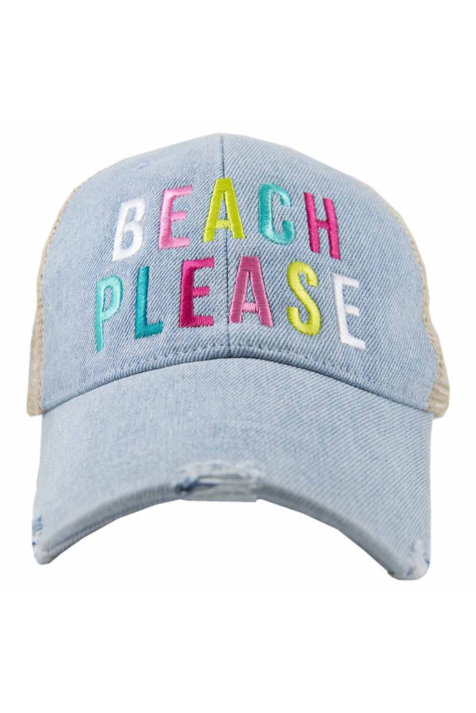 Beach Please (MULTICOLORED) Denim Trucker Hat