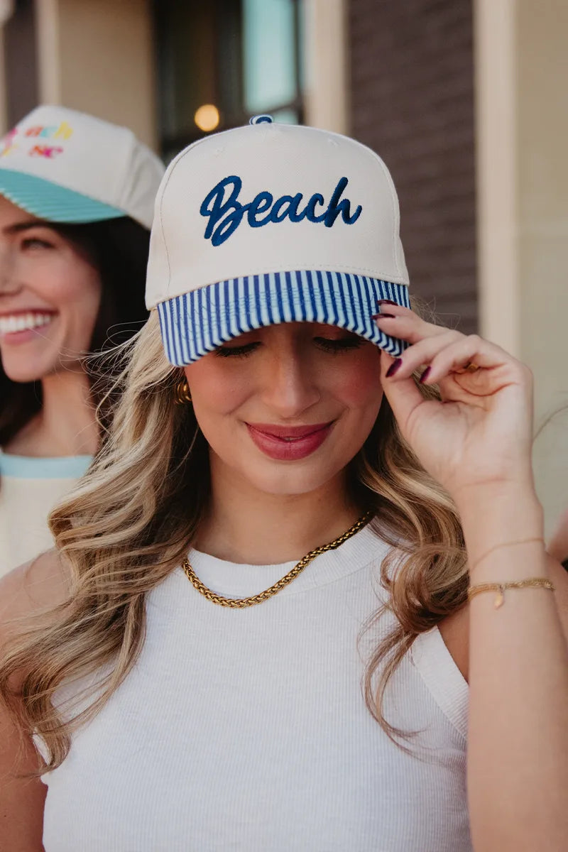 Beach Cursive Vintage Snapback Hat - Katydid.com