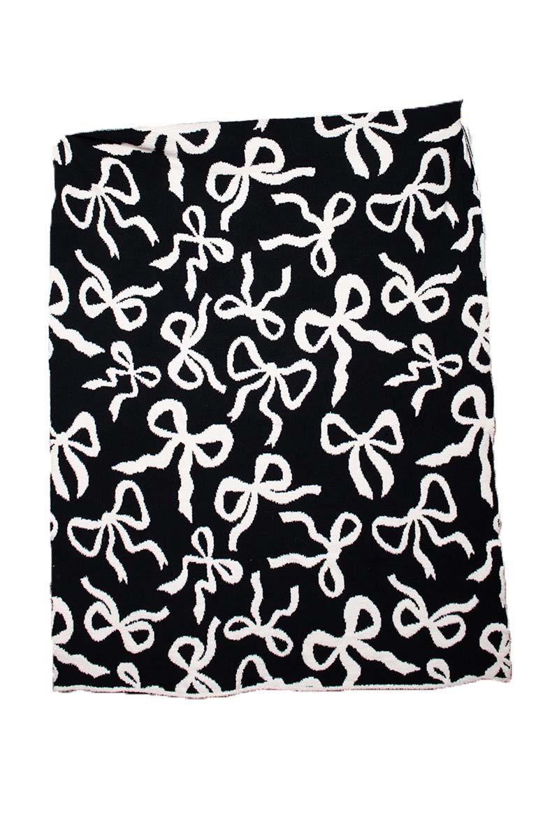 Black & White Bows Couch Blanket