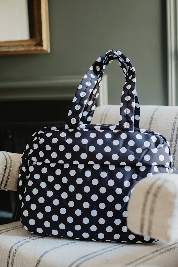 Black White Polka Dot Weekender Bag Travel Duffle Bag Katydid