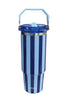 Light Blue and Navy Striped 30 Oz Tumbler Cup - Katydid.com