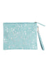 Turquoise/Silver Metallic Hair on Leather Clutch