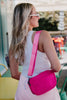 Hot Pink Woven Crossbody Bag