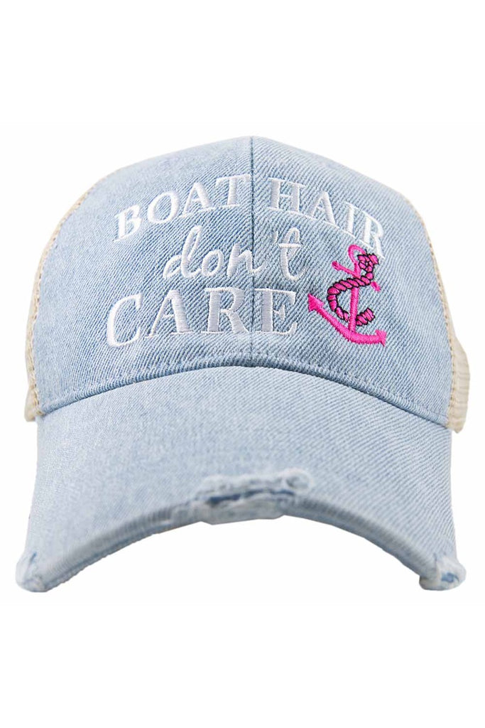 Boat Hair Don't Care Trucker Denim Hats