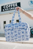 Light Blue Toile Coquette Bows Weekender w/ Pass-Thru Slip - Katydid.com