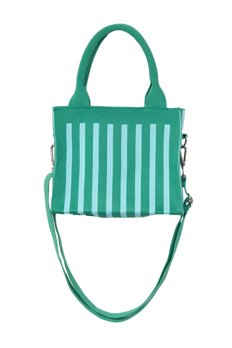 Green Striped Structured Mini Tote Purse - Katydid.com