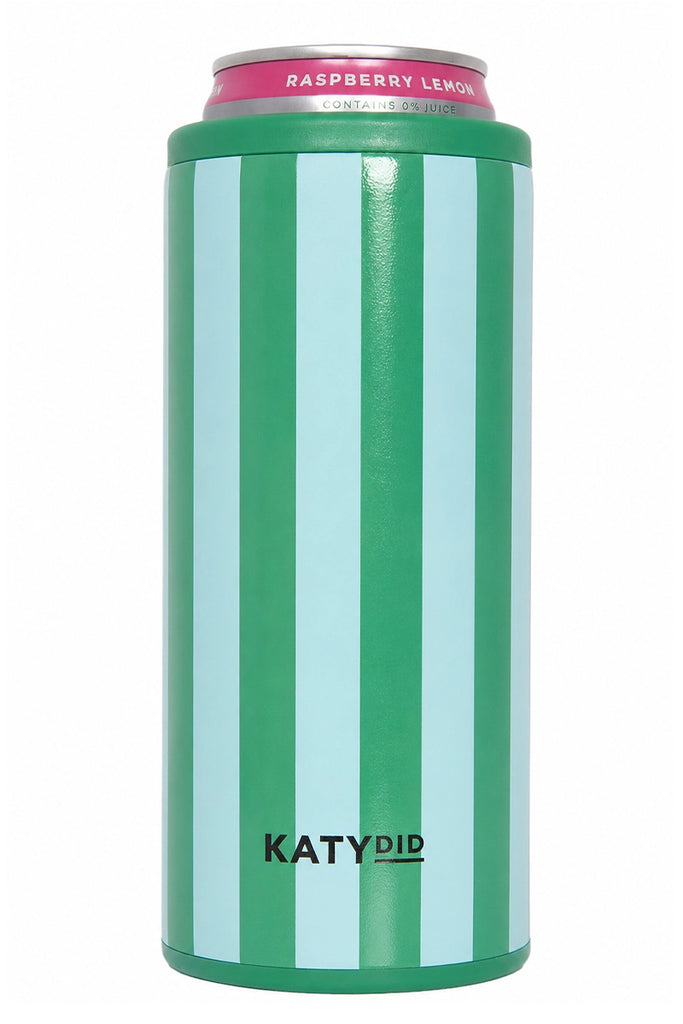 Aqua and Green Striped 12 Oz Can Cooler