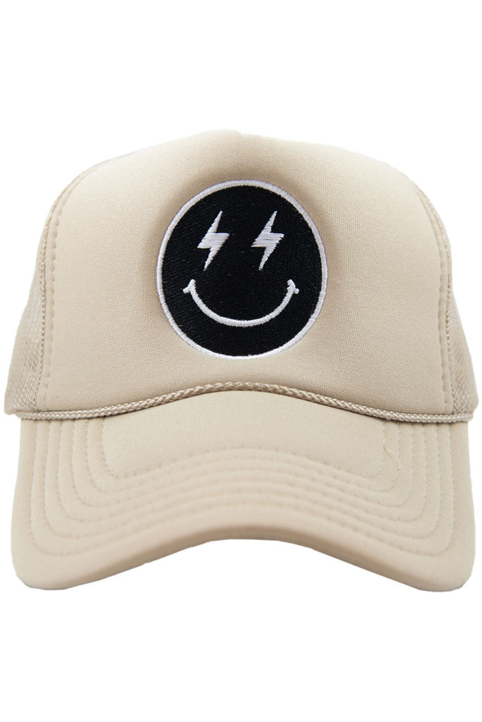 Black Lightning Happy Face Foam Trucker Hat