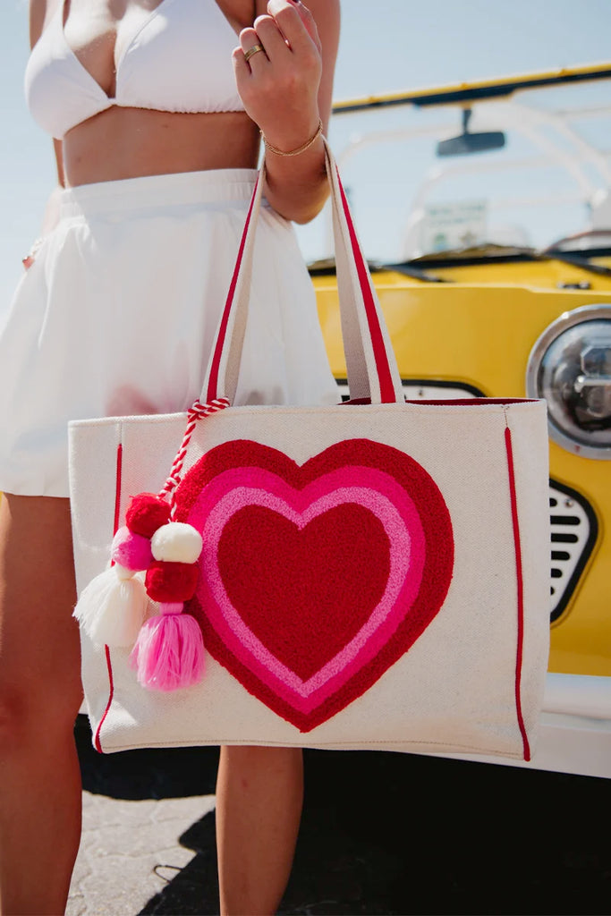 Beating Heart Chenille Tote Bag for Women