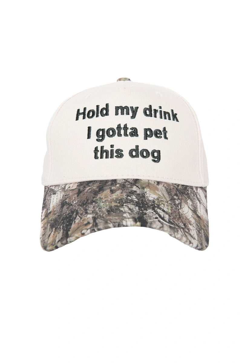 Hold My Drink I Gotta Pet This Dog Vintage Hat