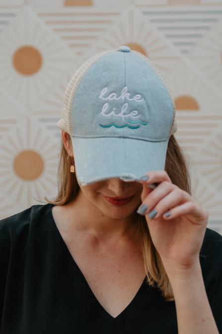 Lake Life (WAVES) Women's Denim Trucker Hat - Katydid.com