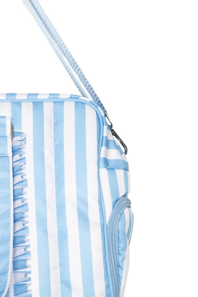 Blue Stripe Ruffle Weekend Bag Women - Katydid.com