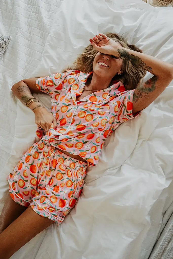 Sweet Orange Matching Pajama Sets - Katydid.com