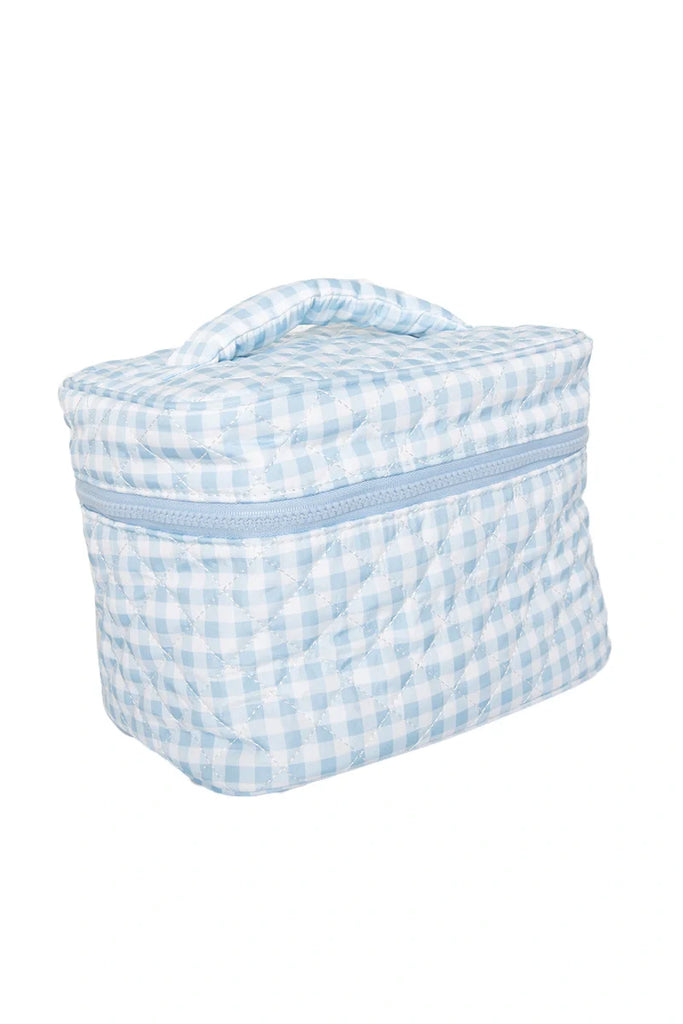 Light Blue Plaid Make Up Bag for Travel - Katydid.com