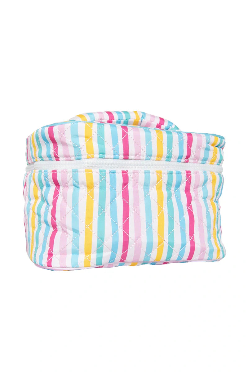 Multicolored Stripes Quilted Make Up Bag - Katydid.com