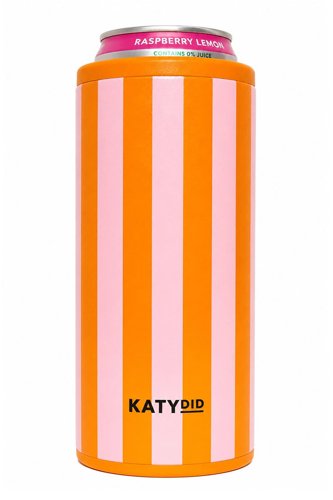 Pink and Orange Striped Slim Can Cooler