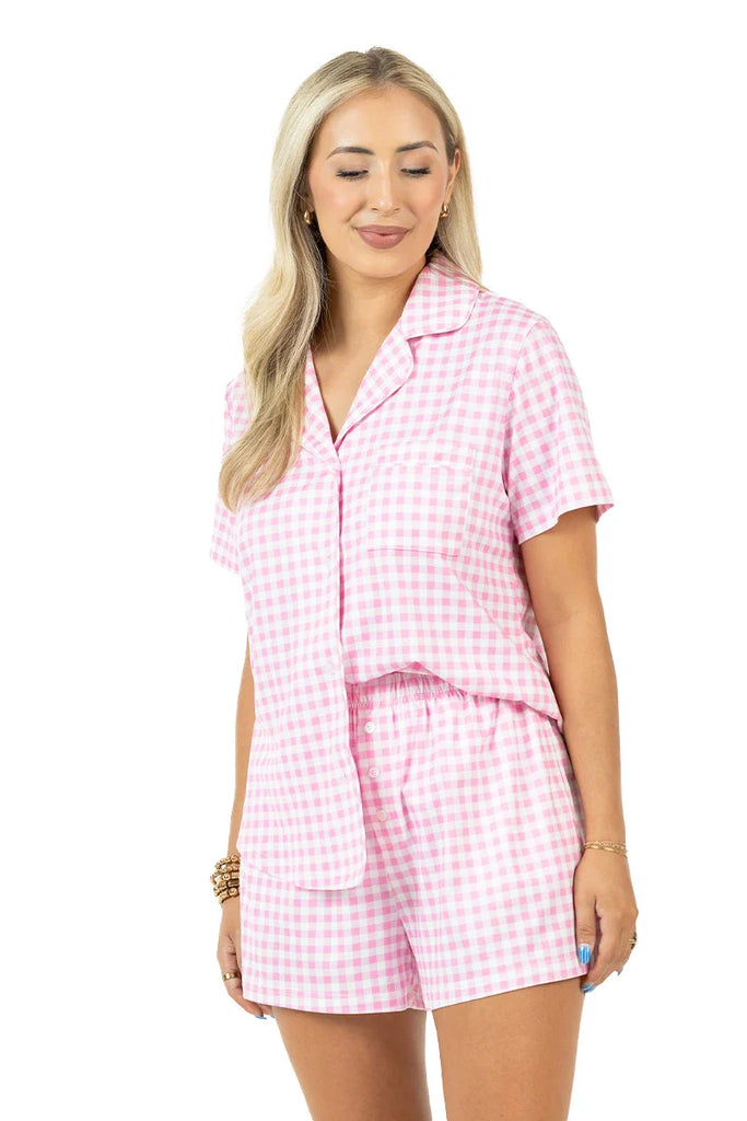 Light Pink Plaid Pajama Set - Katydid.com